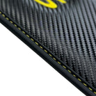 Black Floor Mats for Porsche 718 Cayman GT4 RS (2017-2024) with Carbon | Yellow Accents