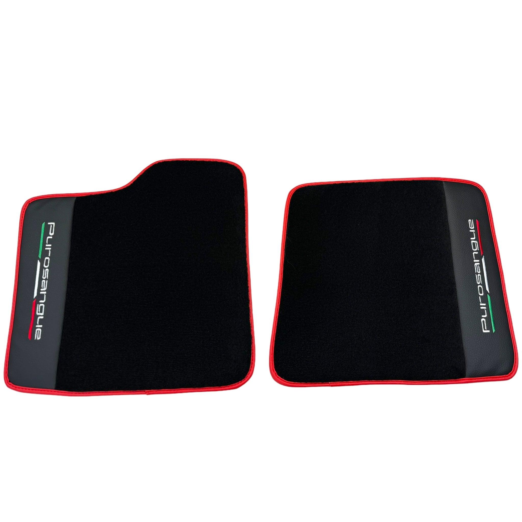 Black Floor Mats for Ferrari Purosangue with Leather and Red Trim | Italian Edition - AutoWin