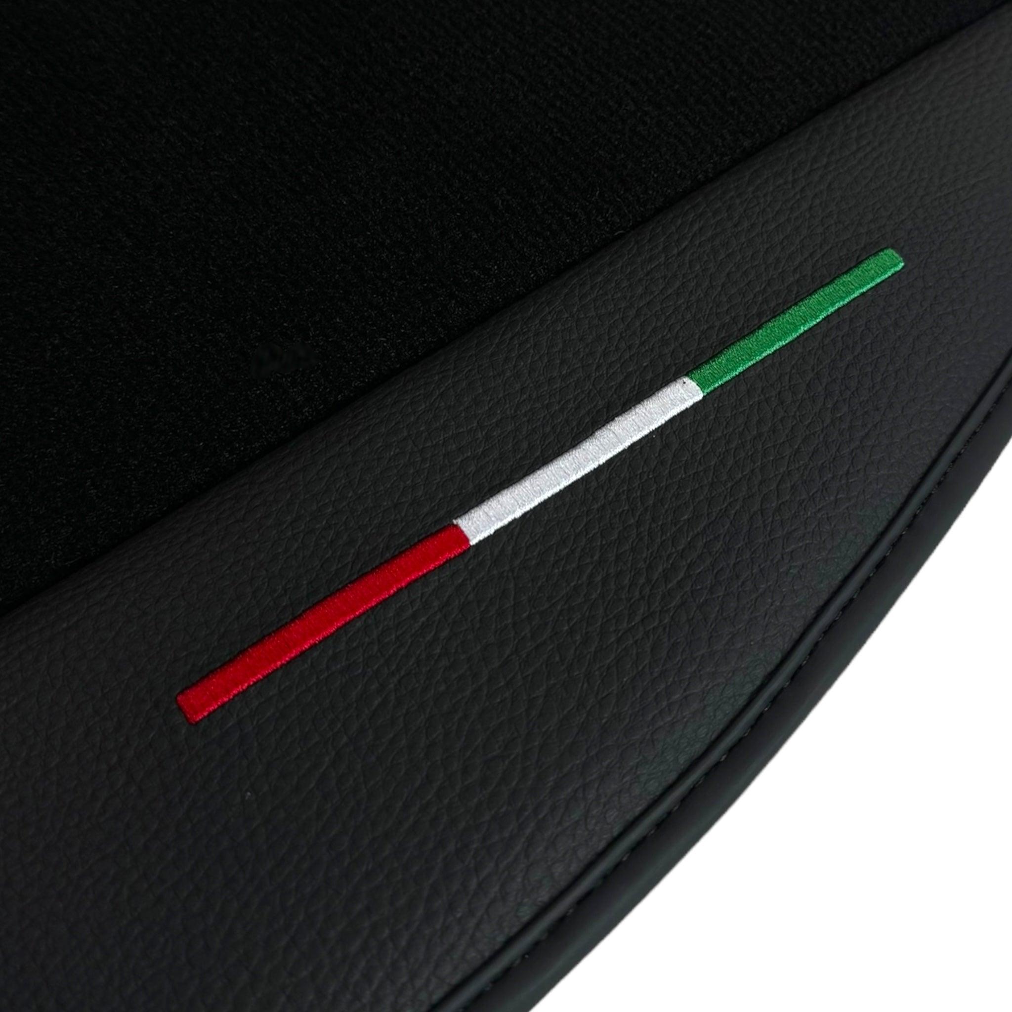 Black Floor Mats for Ferrari 328 GTB (1985-1989) with Leather Italian Edition - AutoWin