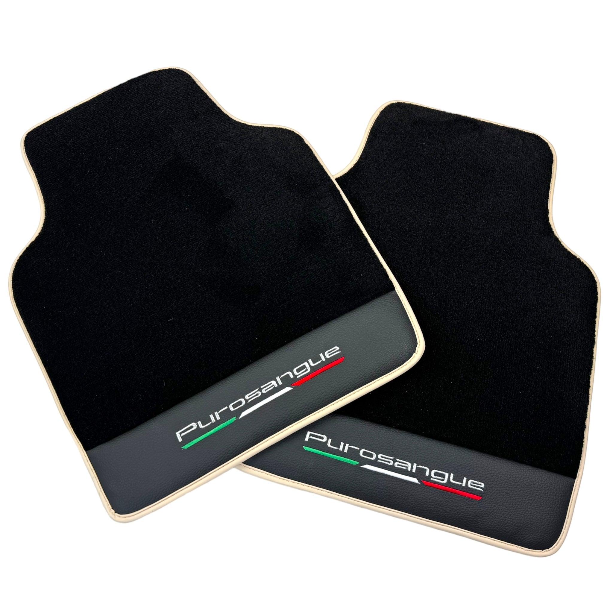 Black Floor Mats for Ferrari Purosangue with Leather and Beige Trim | Italian Edition - AutoWin