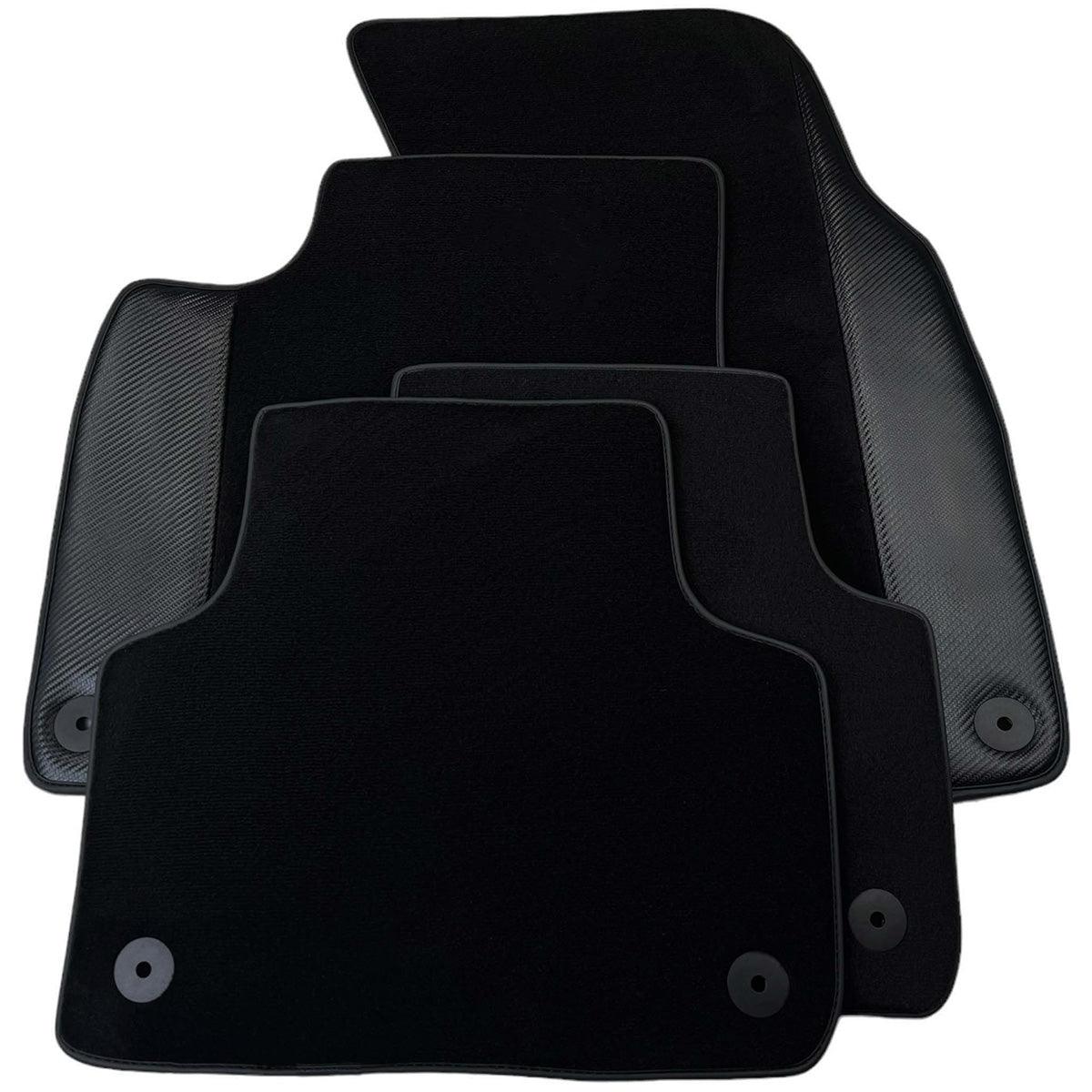 Customizable Black Carbon Leather Floor Mats for e-tron (2019-2024) - AutoWin