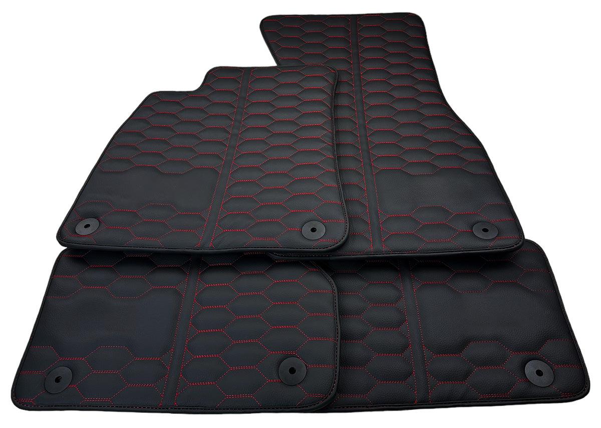 Customizable Black Leather Floor Mats for Audi A1 - 5-door Hatchback (2019-2024) - AutoWin