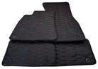 Customizable Black Leather Floor Mats for Audi RS 6 C5 (2002-2004) Red Stitching - AutoWin