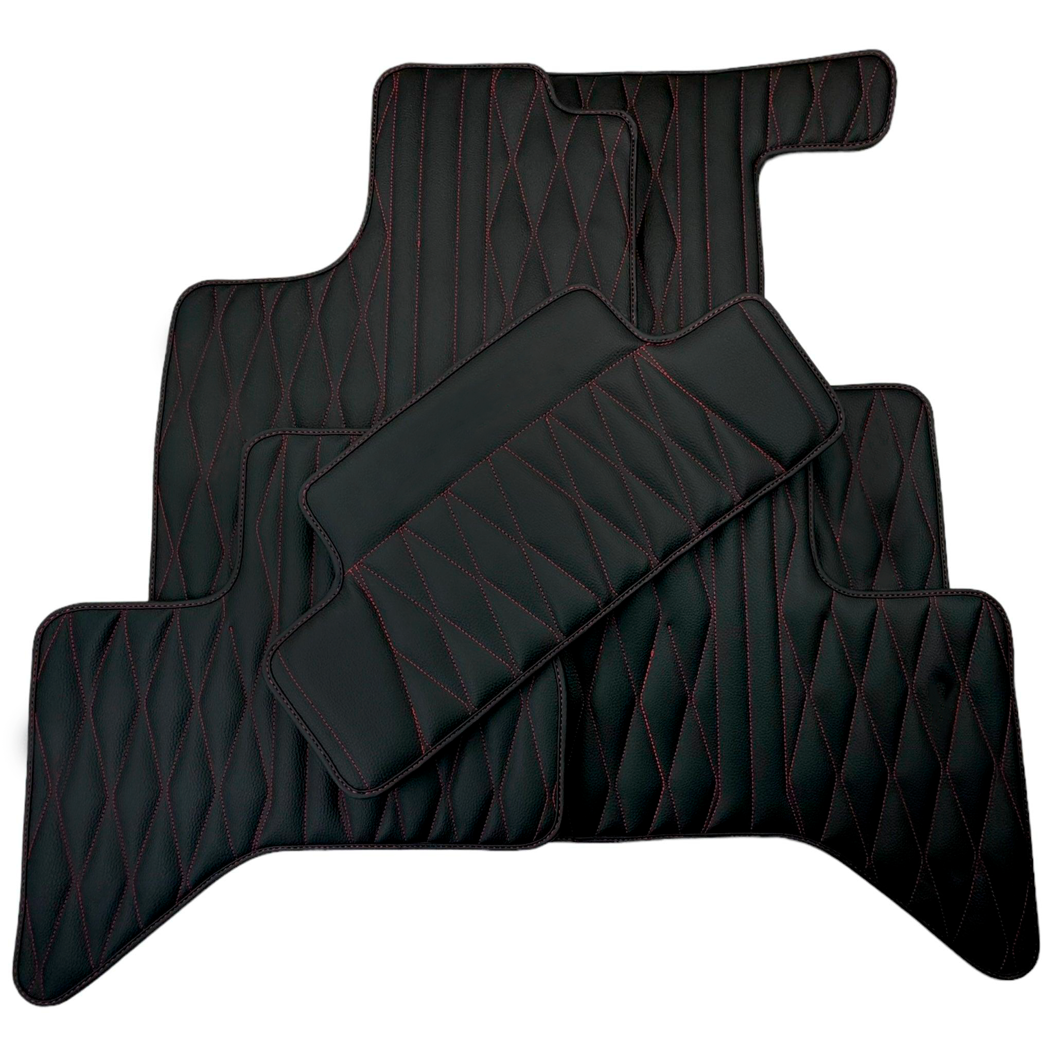 Leather Floor Mats for Lexus GS 300 4WD (2005-2011) with Red Stitching