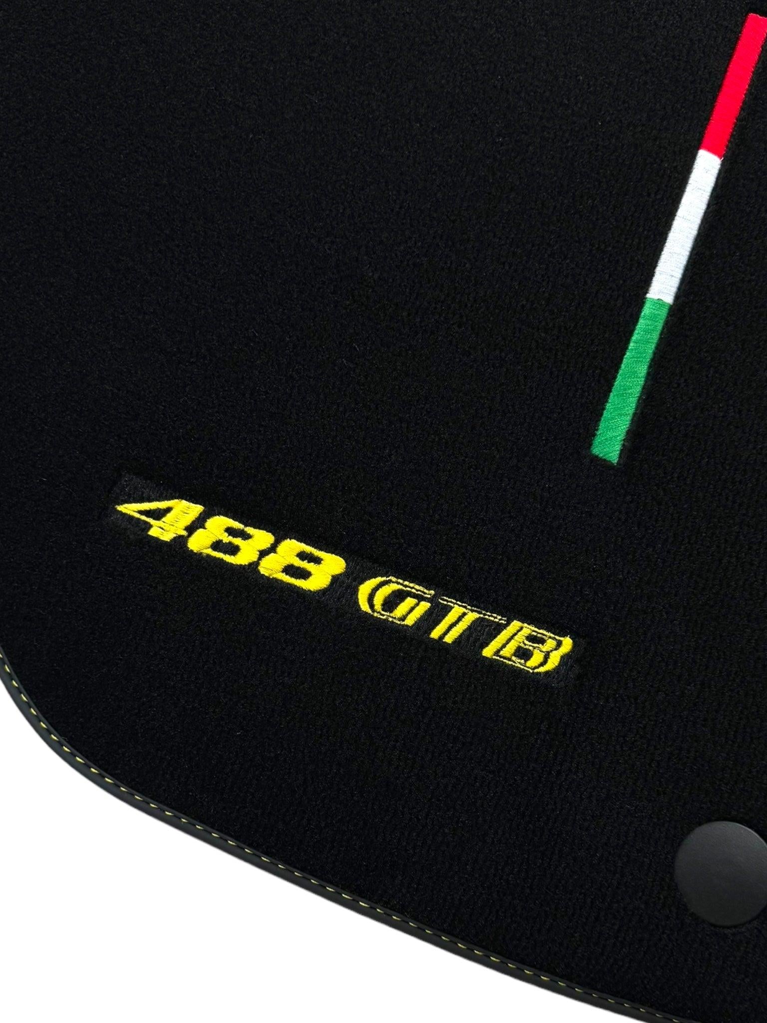 Floor Mats for Ferrari 488 GTB (2015-2022) Italian Edition | Black Trim - AutoWin
