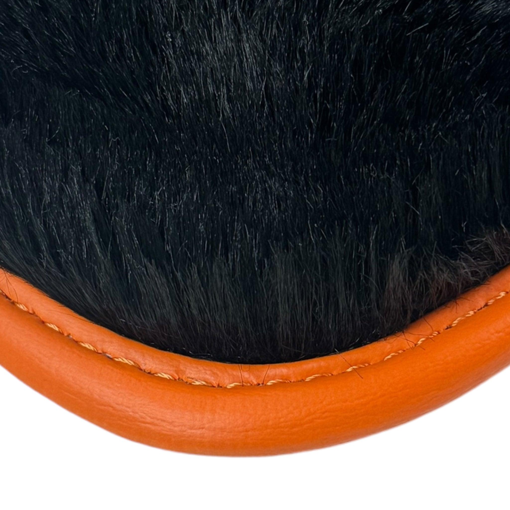 Black Sheepskin Floor Mats for Rolls-Royce Ghost Series I Orange Leather Trim - AutoWin