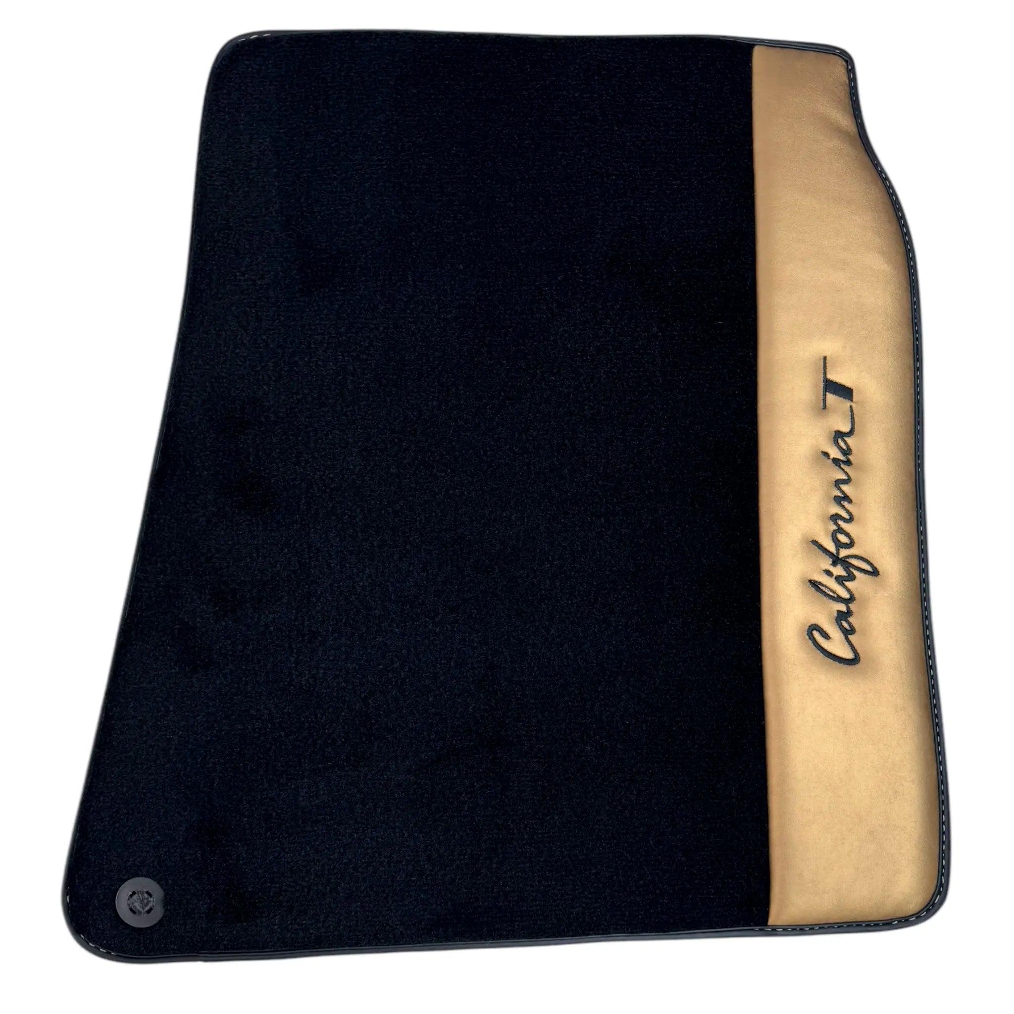 Black Floor Mats for Ferrari California T (2015-2018) with Gold Leather