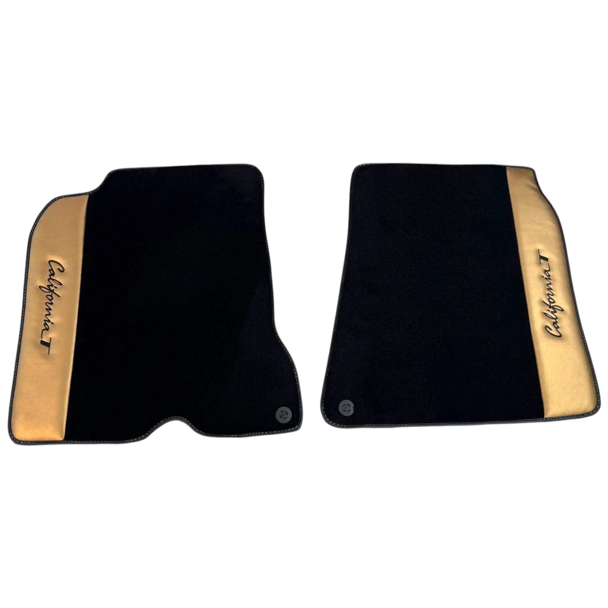 Black Floor Mats for Ferrari California T (2015-2018) with Gold Leather