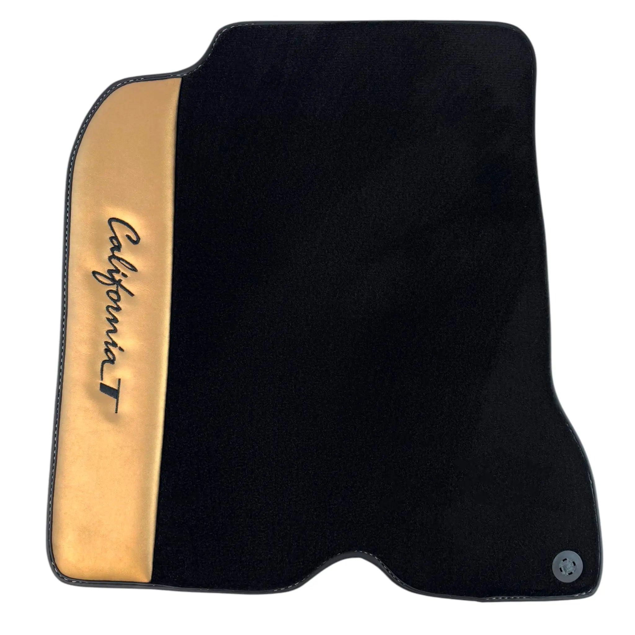 Black Floor Mats for Ferrari California T (2015-2018) with Gold Leather