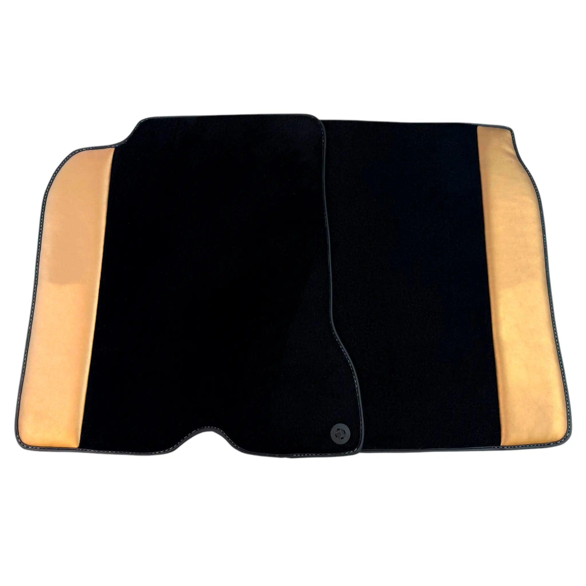 Black Floor Mats for Ferrari California T (2015-2018) with Golden Leather