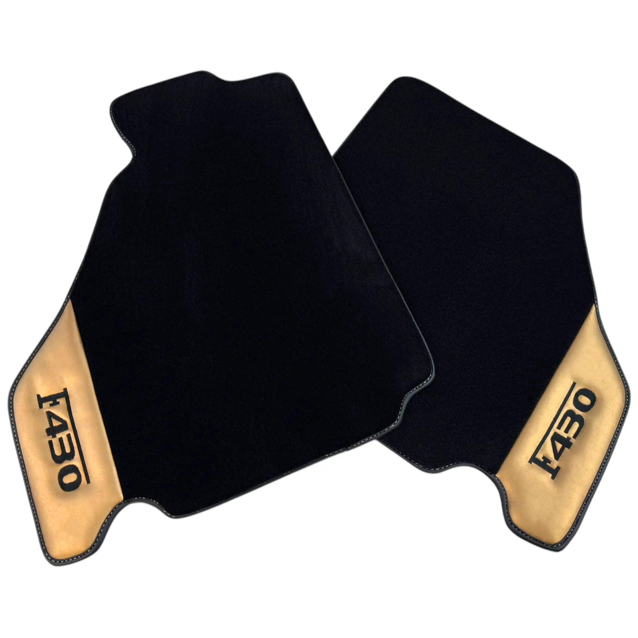 Black Floor Mats for Ferrari F430 (2004-2009) with Gold Leather