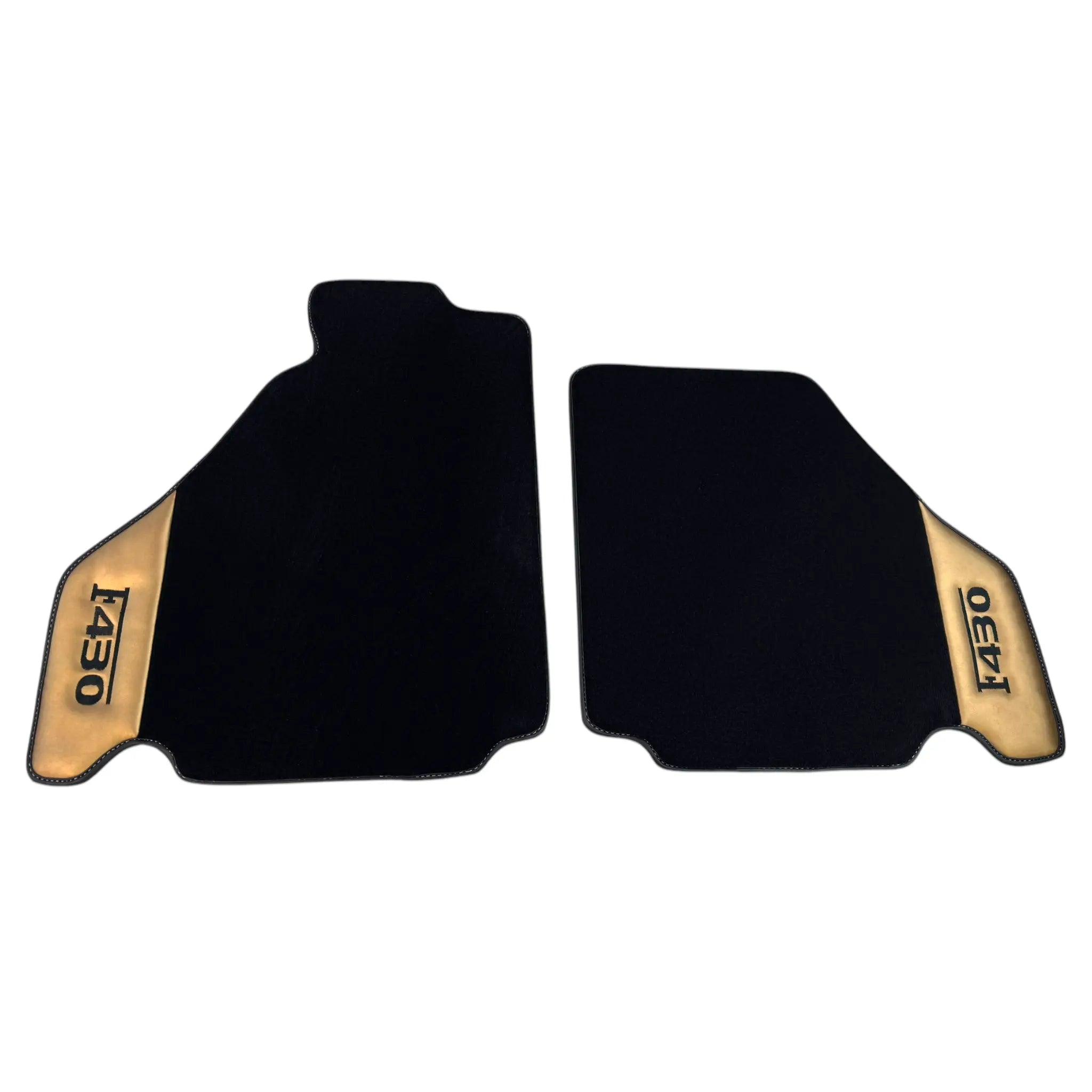 Black Floor Mats for Ferrari F430 (2004-2009) with Gold Leather