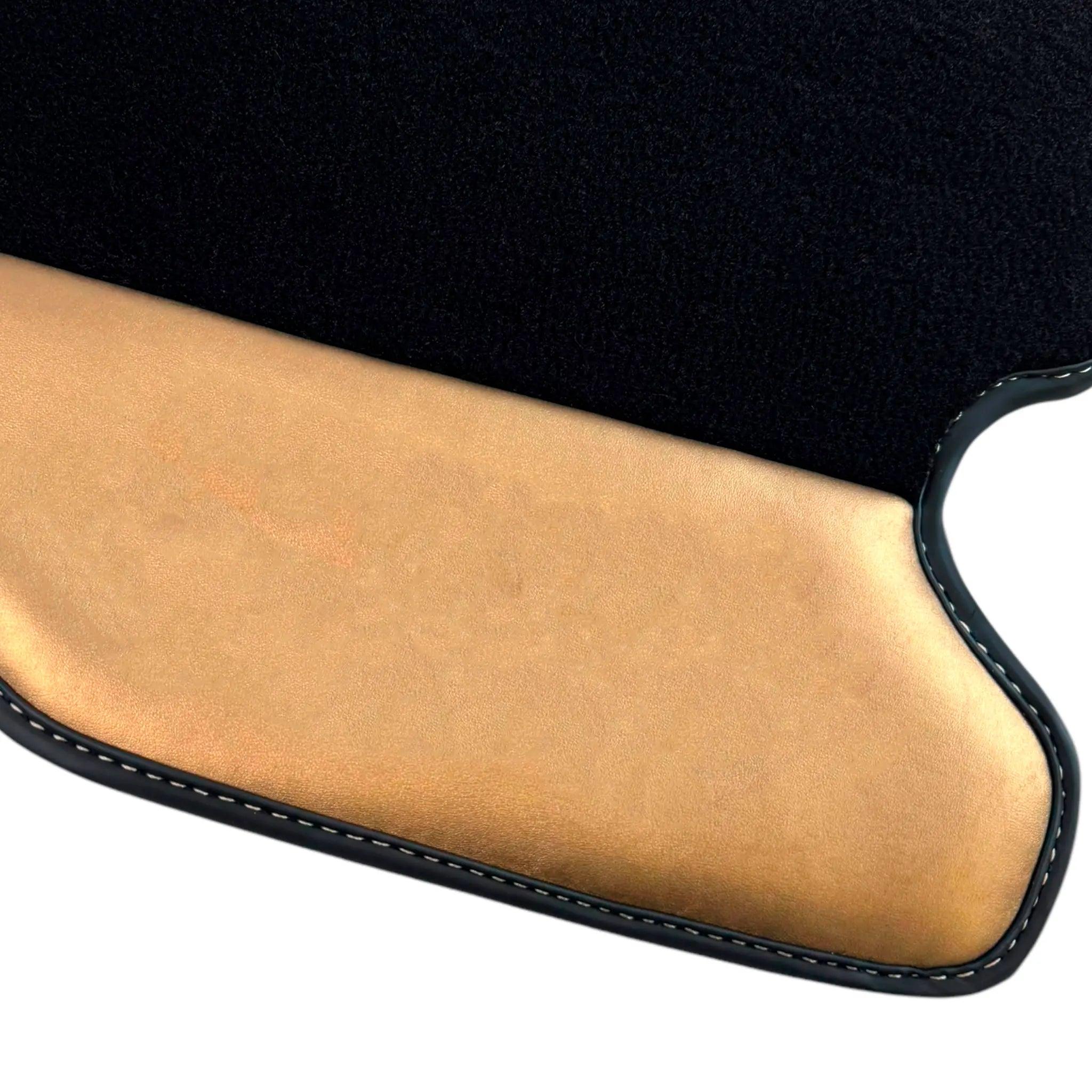 Black Floor Mats for Ferrari F430 (2004-2009) with Gold Leather