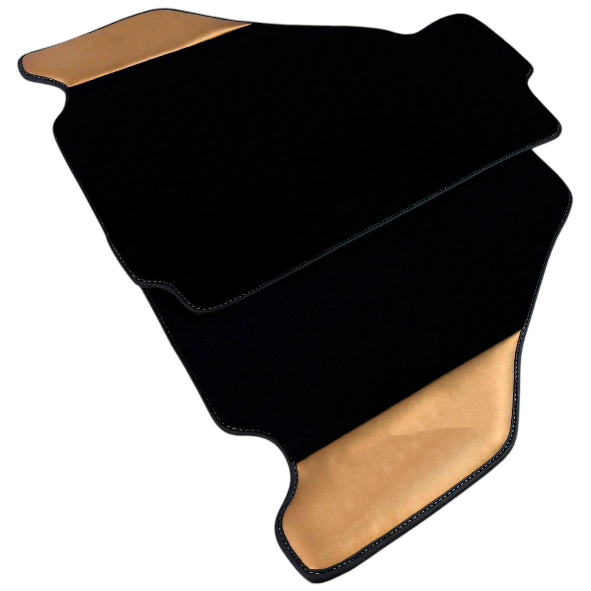 Black Floor Mats for Ferrari F430 (2004-2009) with Gold Leather