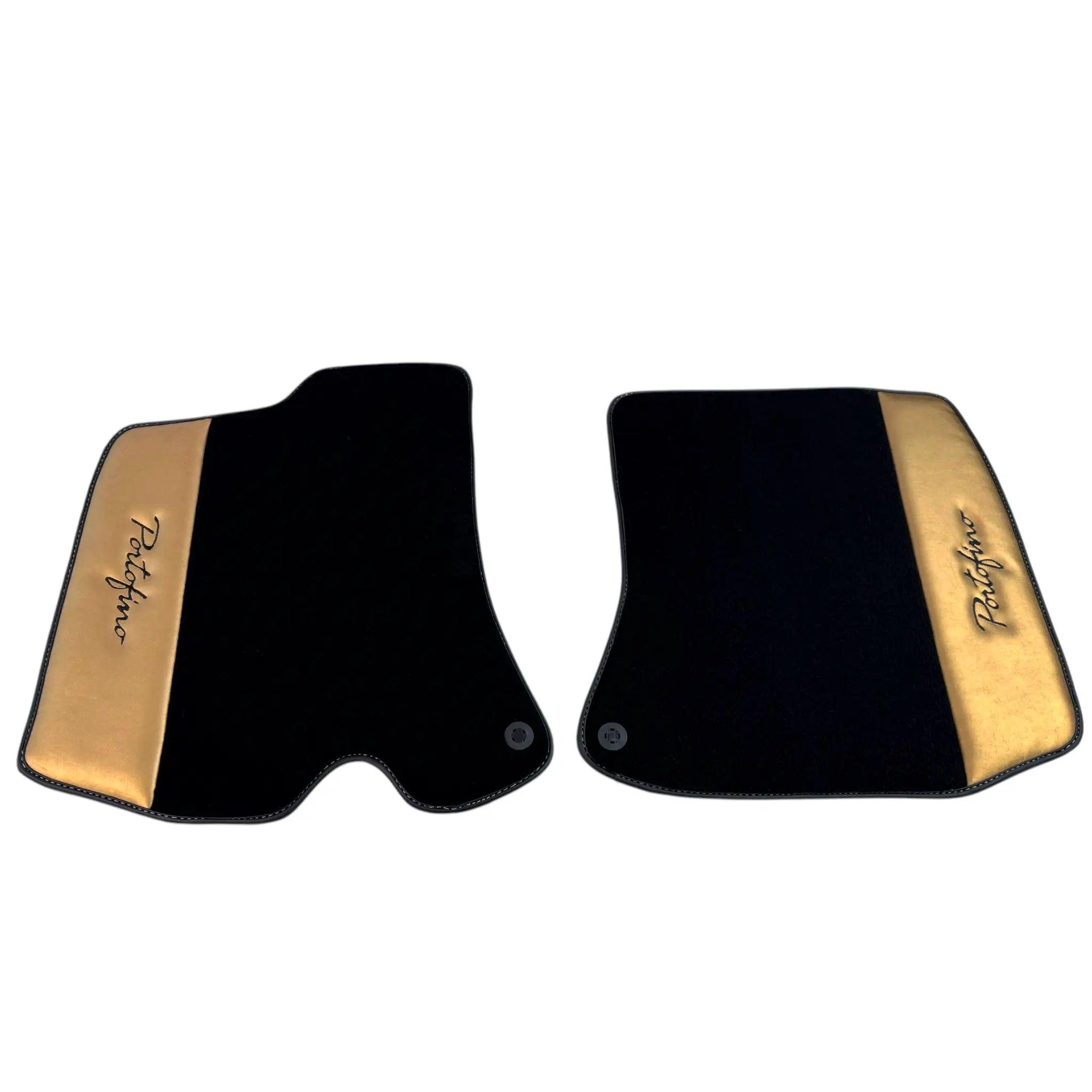 Black Floor Mats for Ferrari Portofino (2018-2023) with Gold Leather