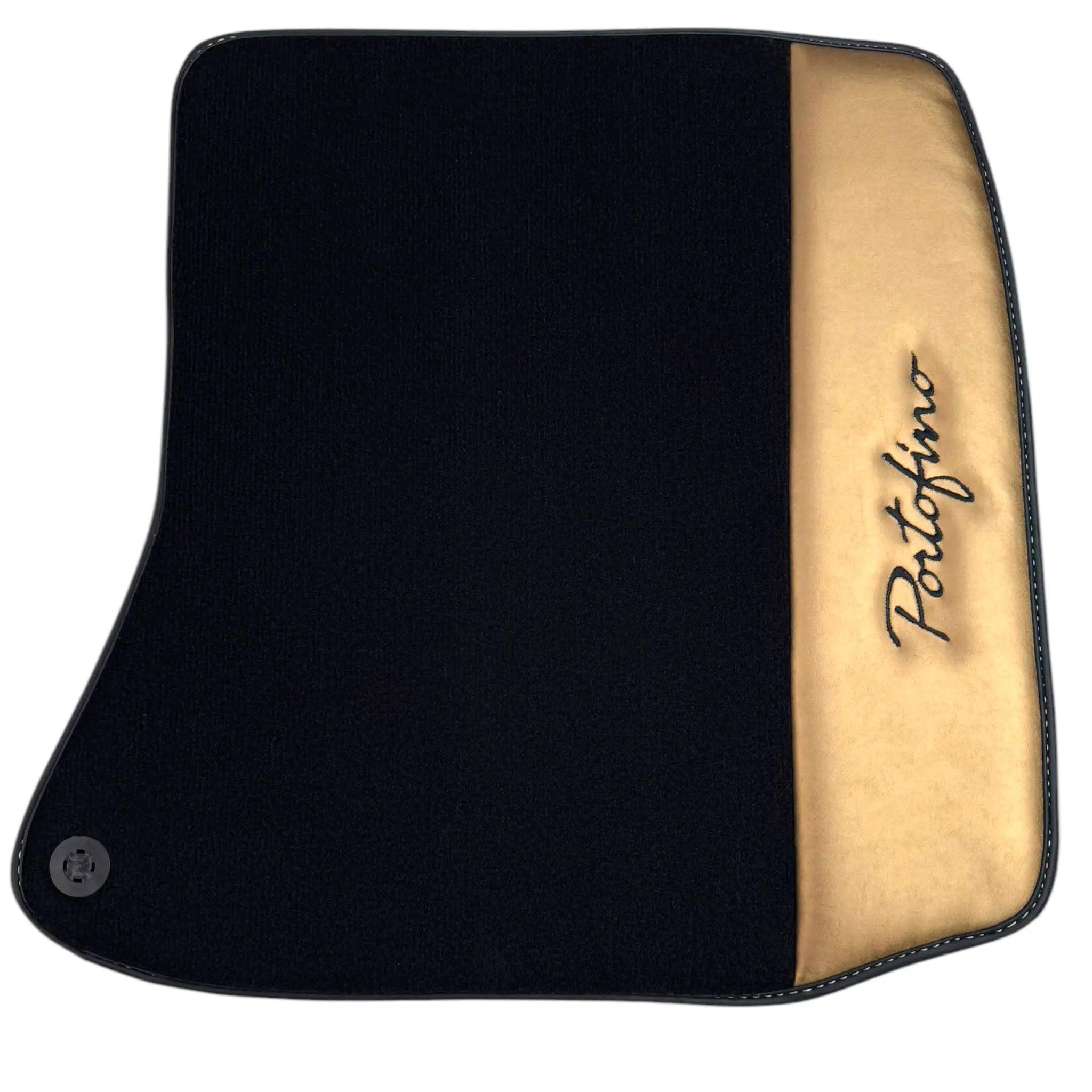 Black Floor Mats for Ferrari Portofino (2018-2023) with Gold Leather