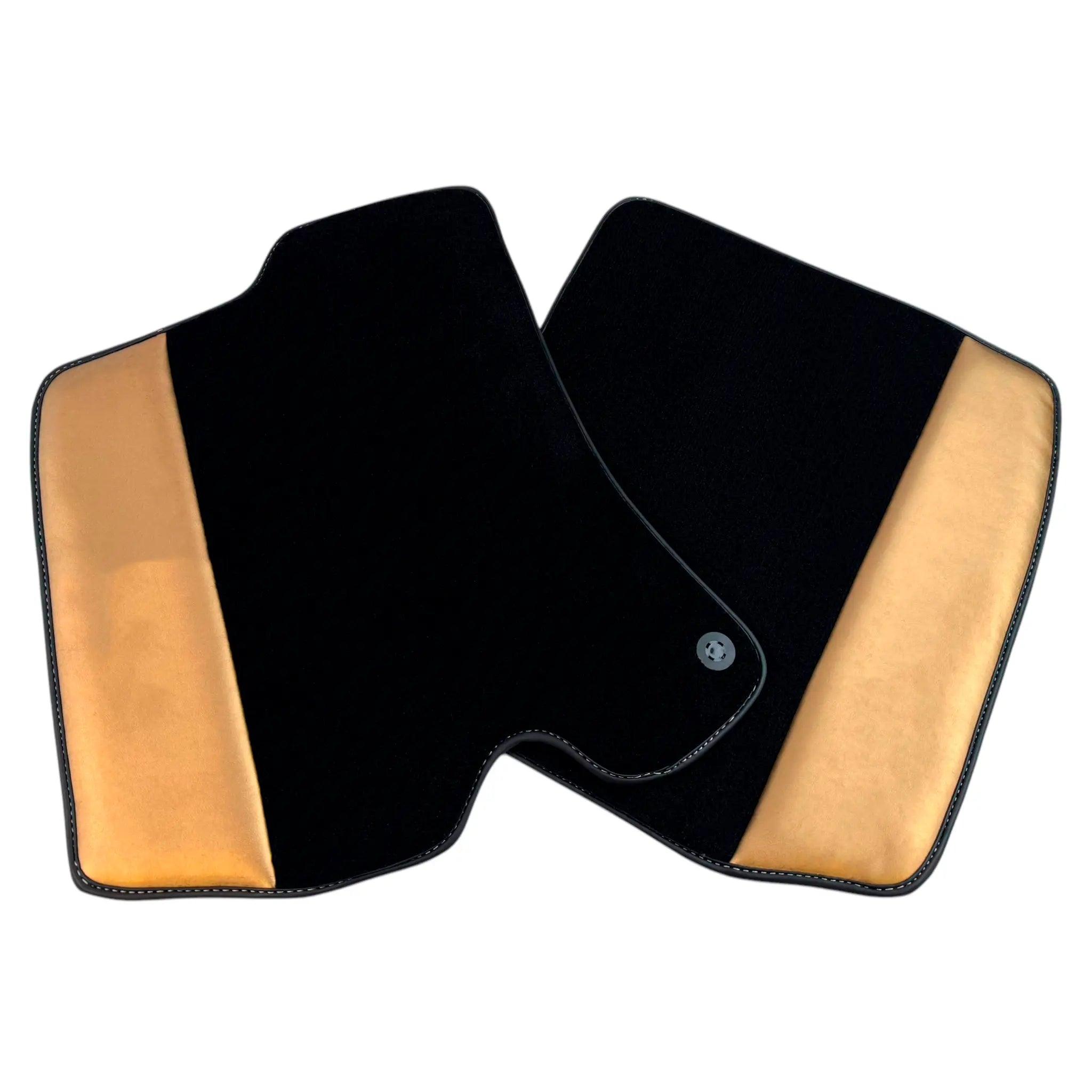 Black Floor Mats for Ferrari Portofino (2018-2023) with Gold Leather