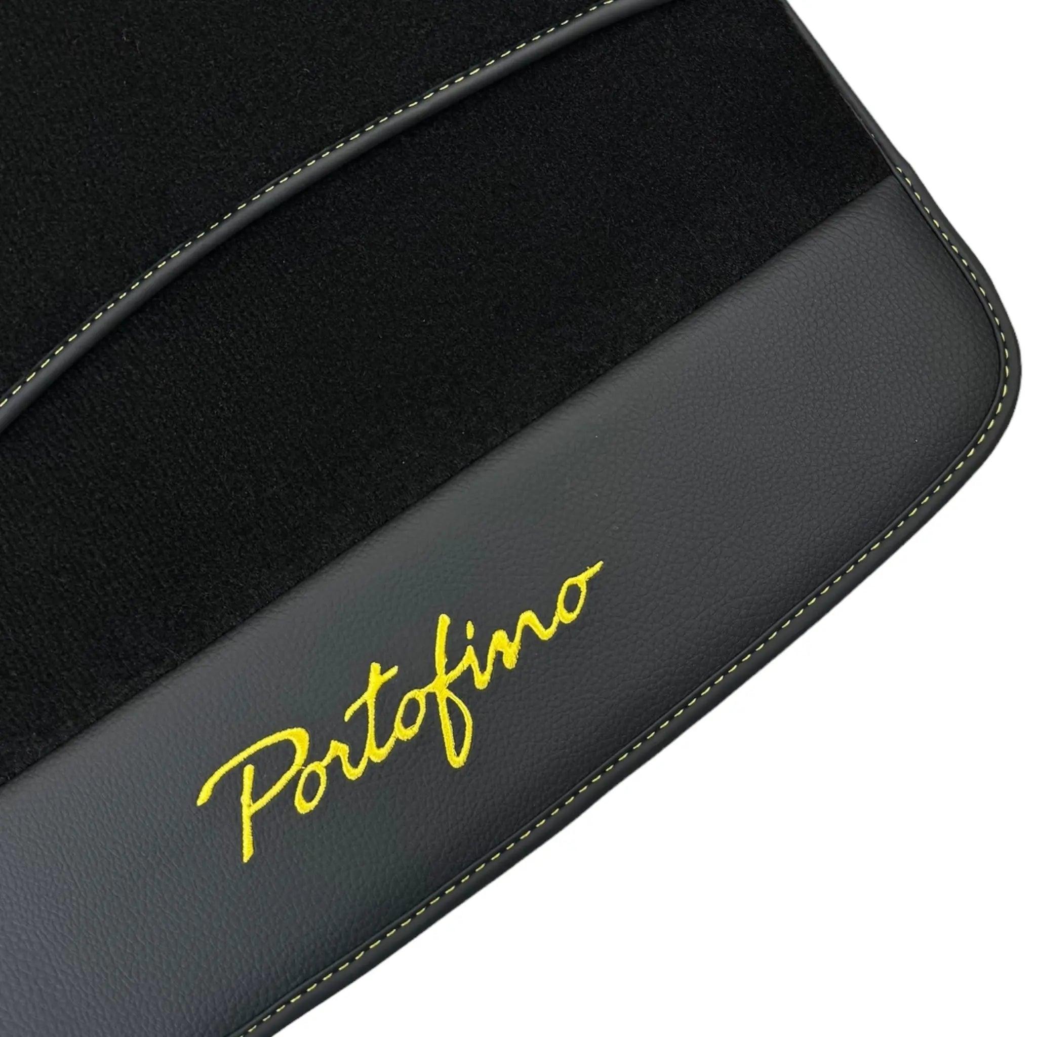 Black Floor Mats for Ferrari Portofino (2018-2023) with Leather