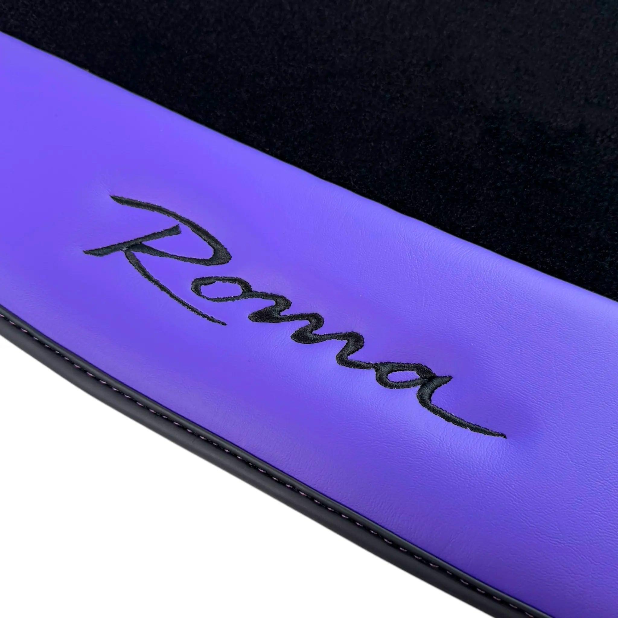 Black Floor Mats for Ferrari Roma (2021-2024) with Purple Leather