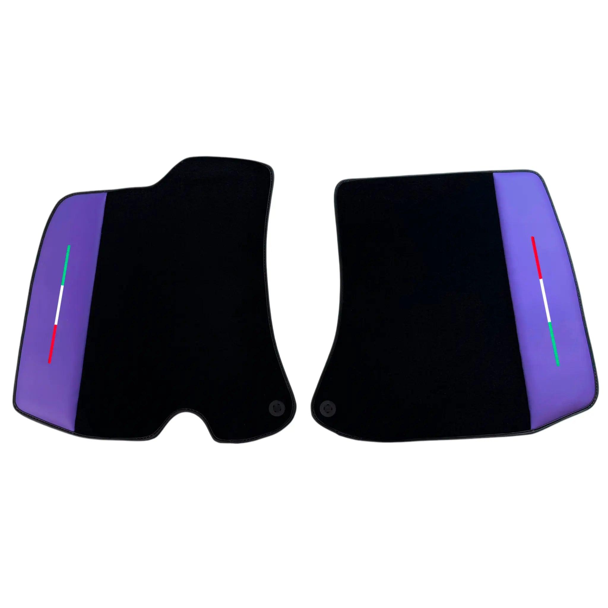 Black Floor Mats for Ferrari Roma (2021-2024) with Purple Leather | Italian Edition