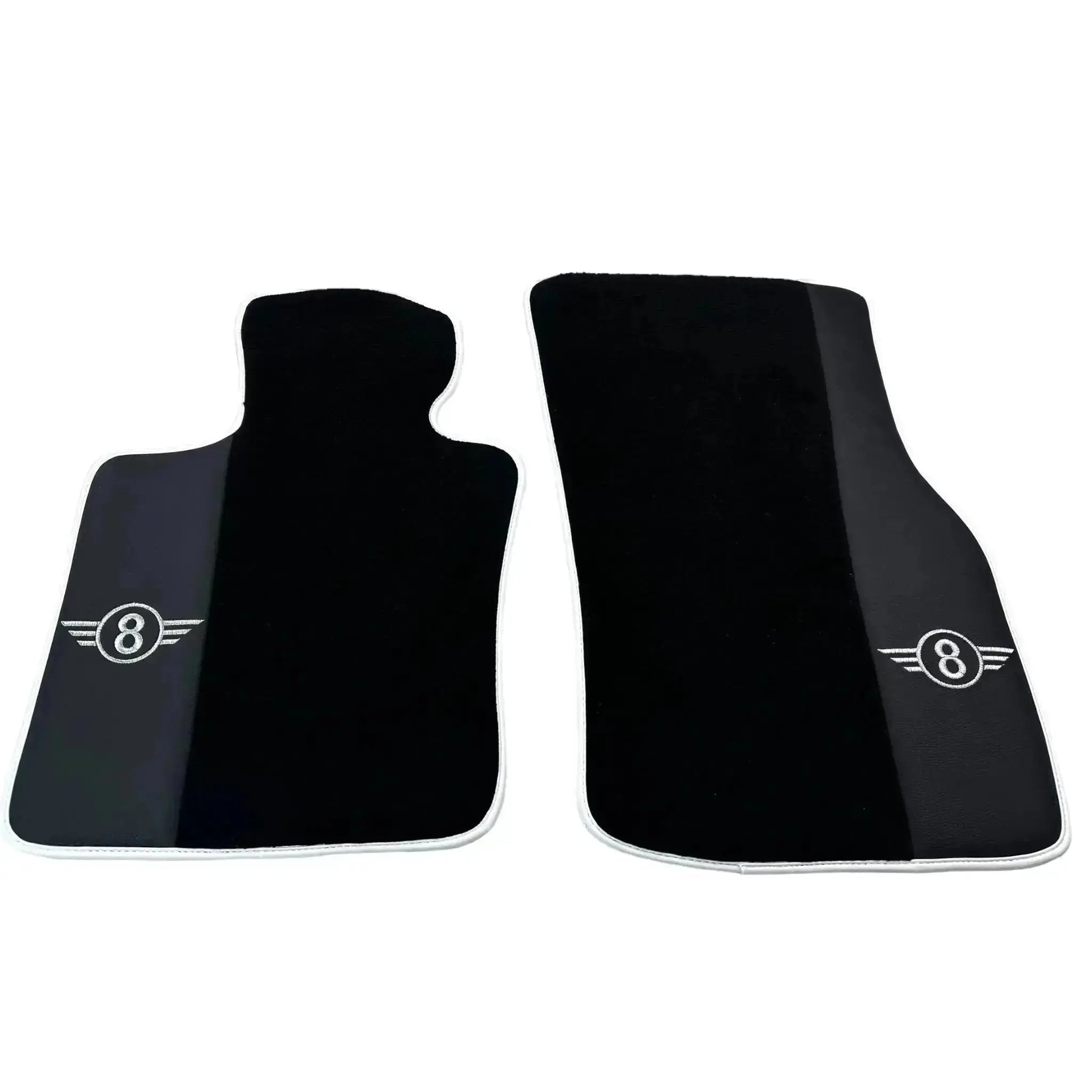 Black Floor Mats for Mini Clubman F54 (2015-2019) with Leather | White Trim - AutoWin