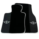 Black Floor Mats for Mini Clubman R55 (2007-2015) with Leather | White Trim