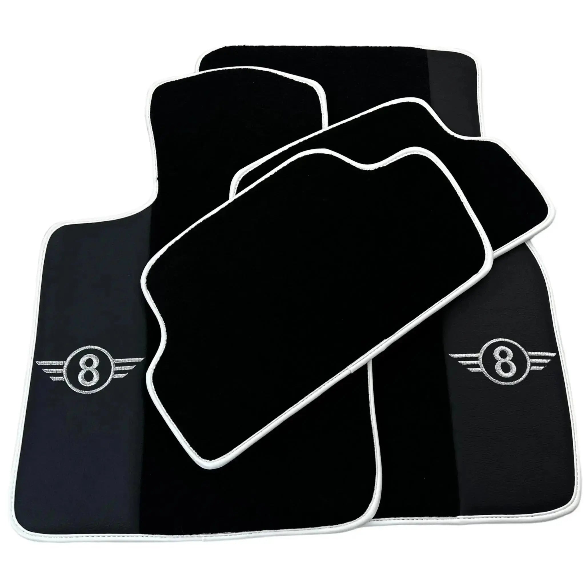 Black Floor Mats for Mini Countryman R60 (2010-2017) with Leather | White Trim