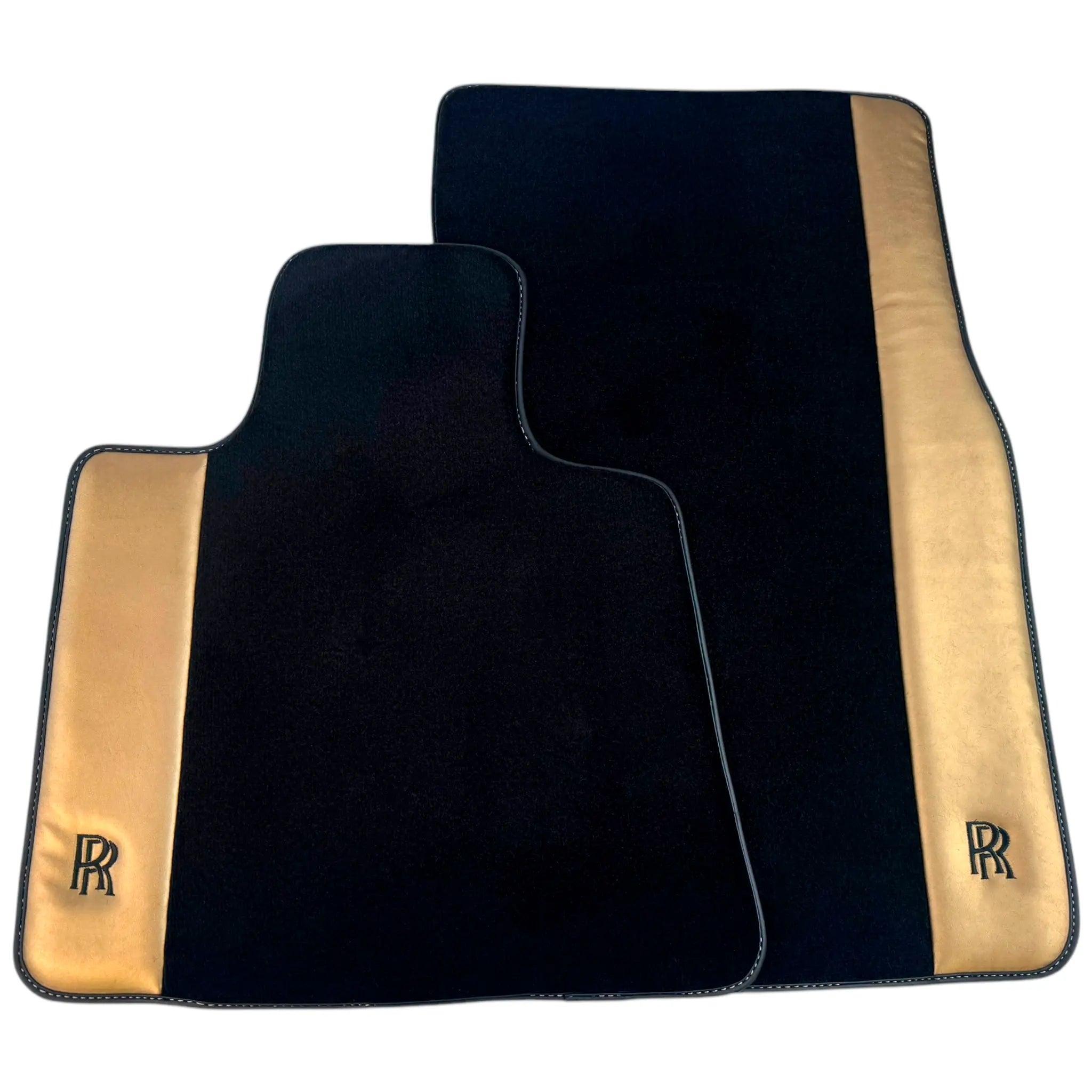 Black Floor Mats for Rolls Royce Spectre (2023-2024) with Gold Leather