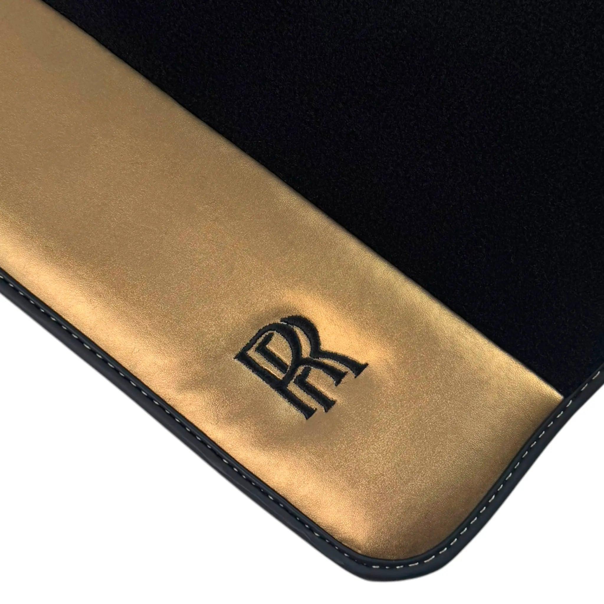 Black Floor Mats for Rolls Royce Spectre (2023-2024) with Gold Leather