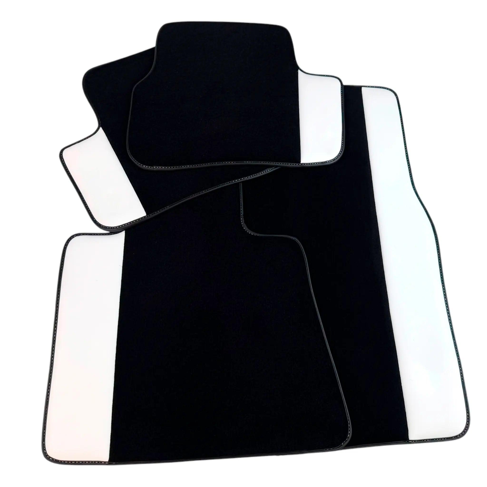 Black Floor Mats for Rolls Royce Spectre (2023-2024) with White Leather