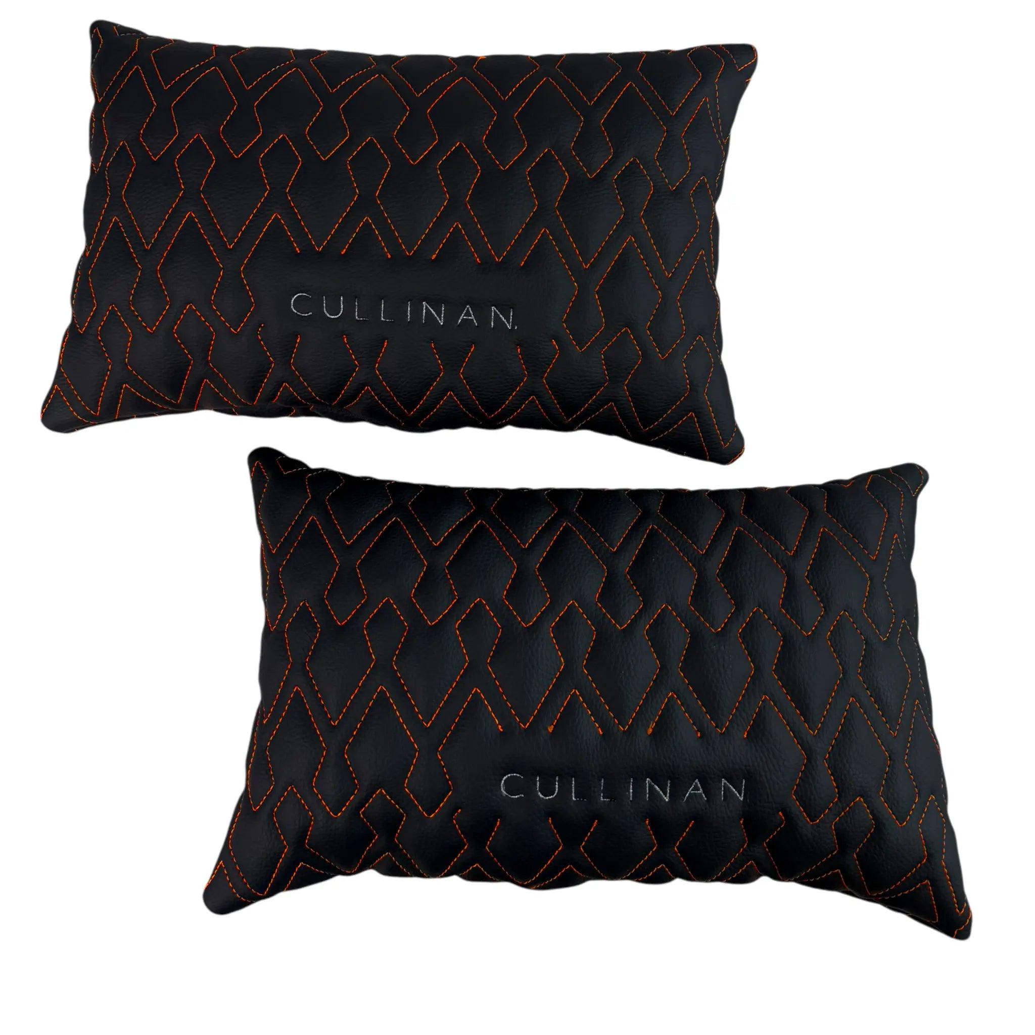 Black Leather Pillows Set of 2 for Rolls-Royce Cullinan | Orange Sewing