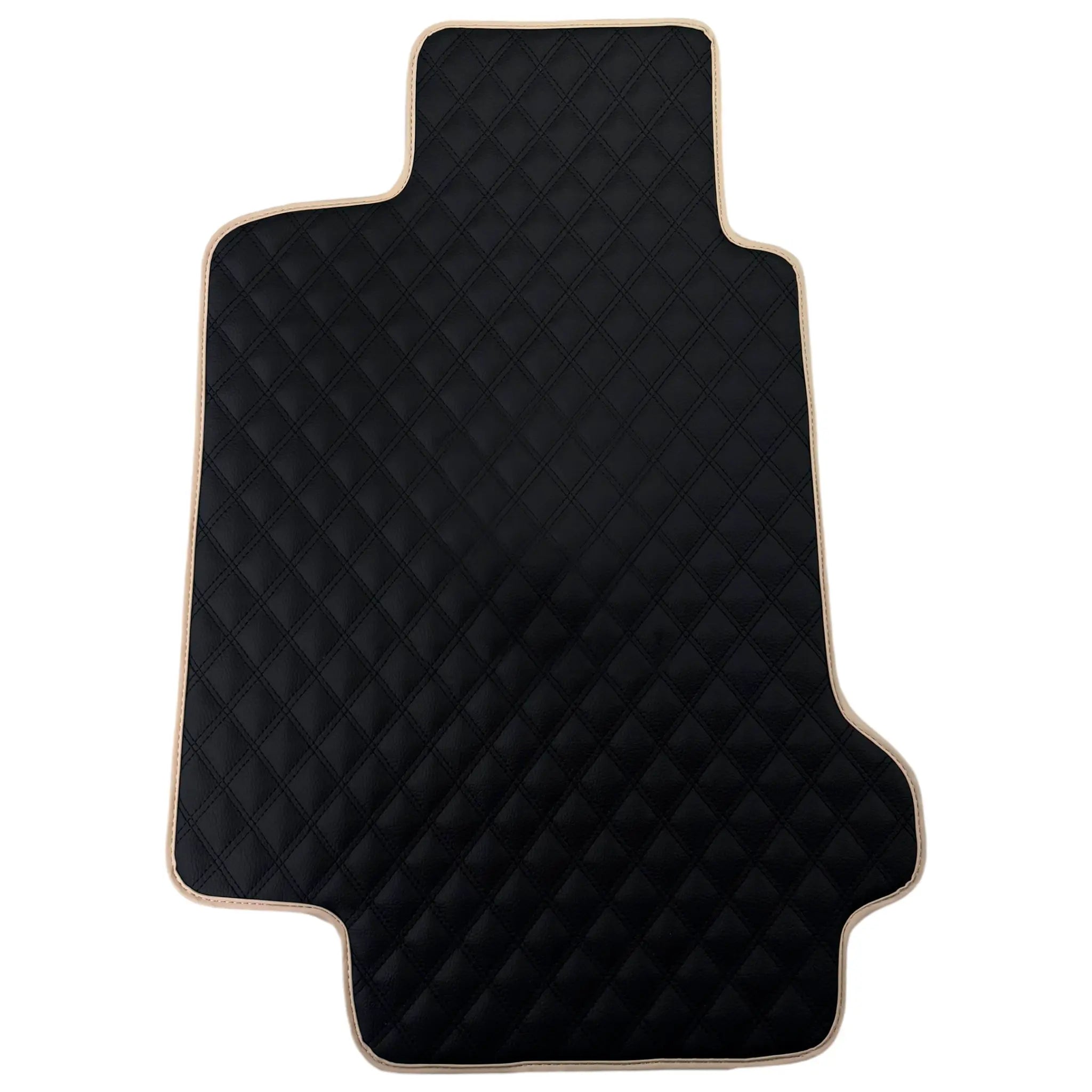 Black Stitched Leather Floor Mats for Maserati GranCabrio MC (2013-2019) | Beige Trim - AutoWin