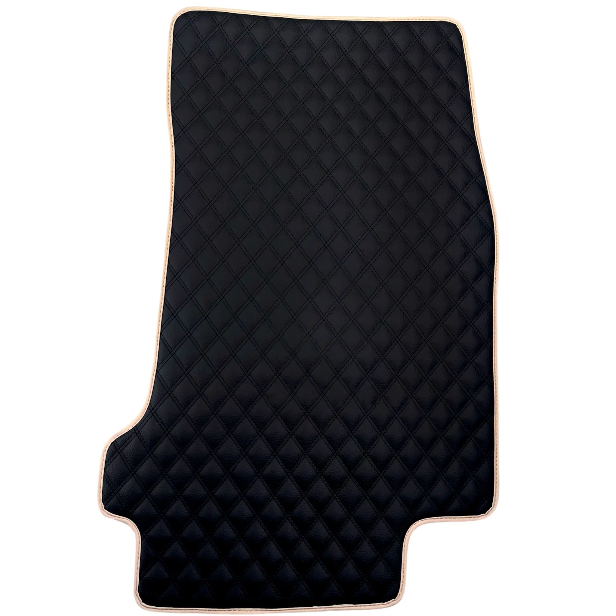 Black Stitched Leather Floor Mats for Maserati GranCabrio MC (2013-2019) | Beige Trim - AutoWin