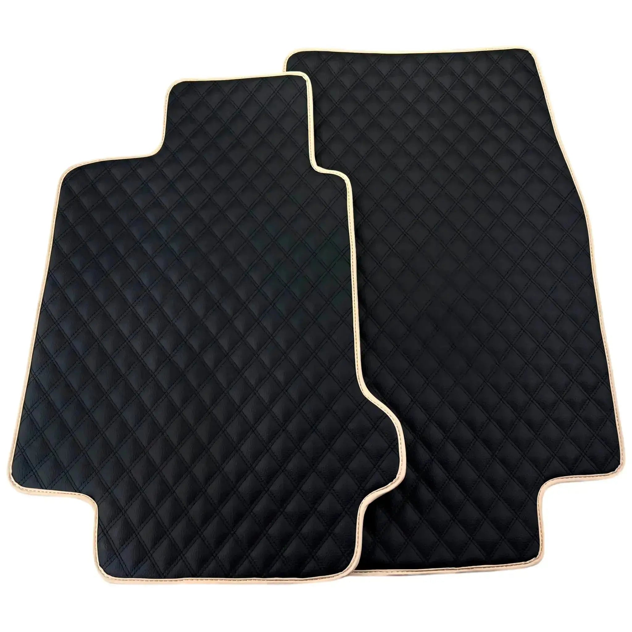 Black Stitched Leather Floor Mats for Maserati GranTurismo Sport (2012-2019) | Beige Trim - AutoWin