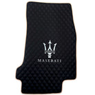 Black Stitched Leather Floor Mats with Logo for Maserati Quattroporte | Beige Trim