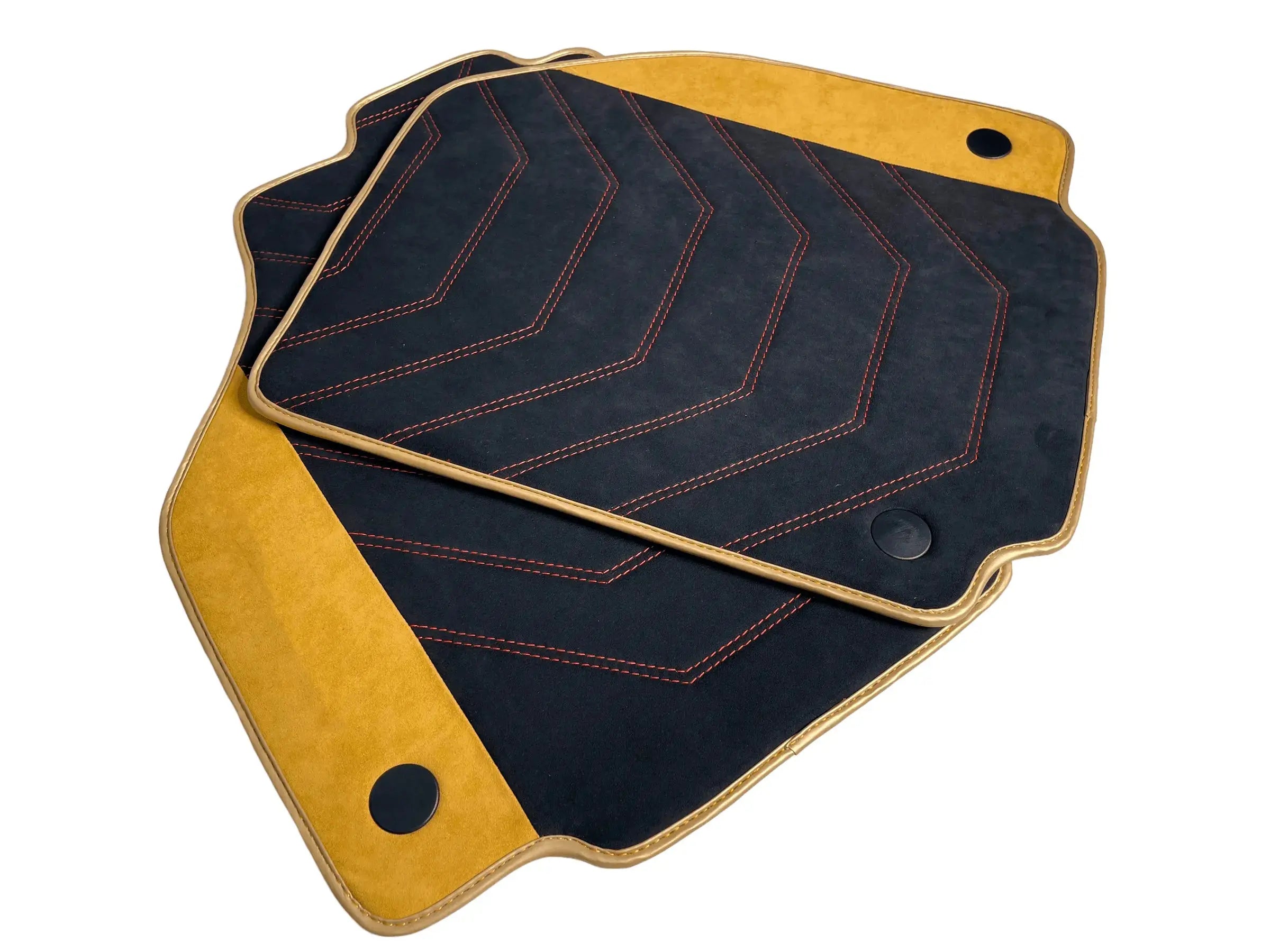 Customizable Black Floor Mats for Ferrari 458 Italia (2009-2015) with Tan Alcantara Leather - AutoWin