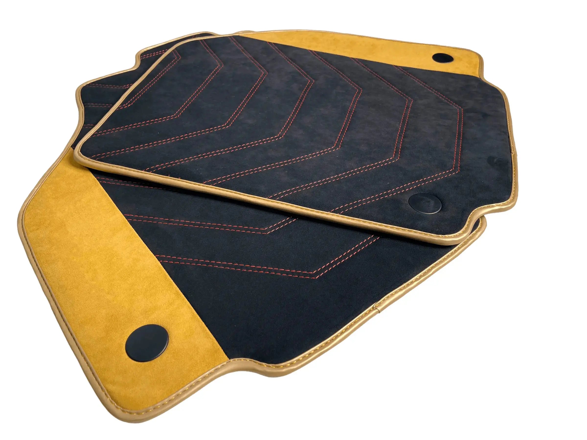 Customizable Black Floor Mats for Ferrari 458 Italia (2009-2015) with Tan Alcantara Leather - AutoWin