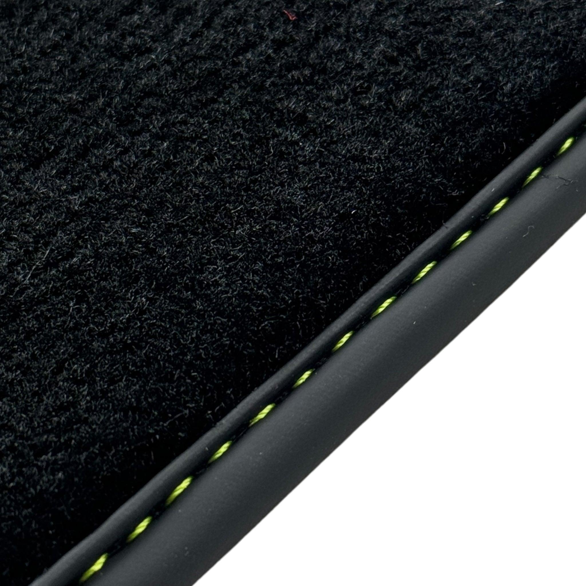 Black Floor Mats for Lamborghini Huracan Tecnica with Alcantara Leather | Green Edition - AutoWin