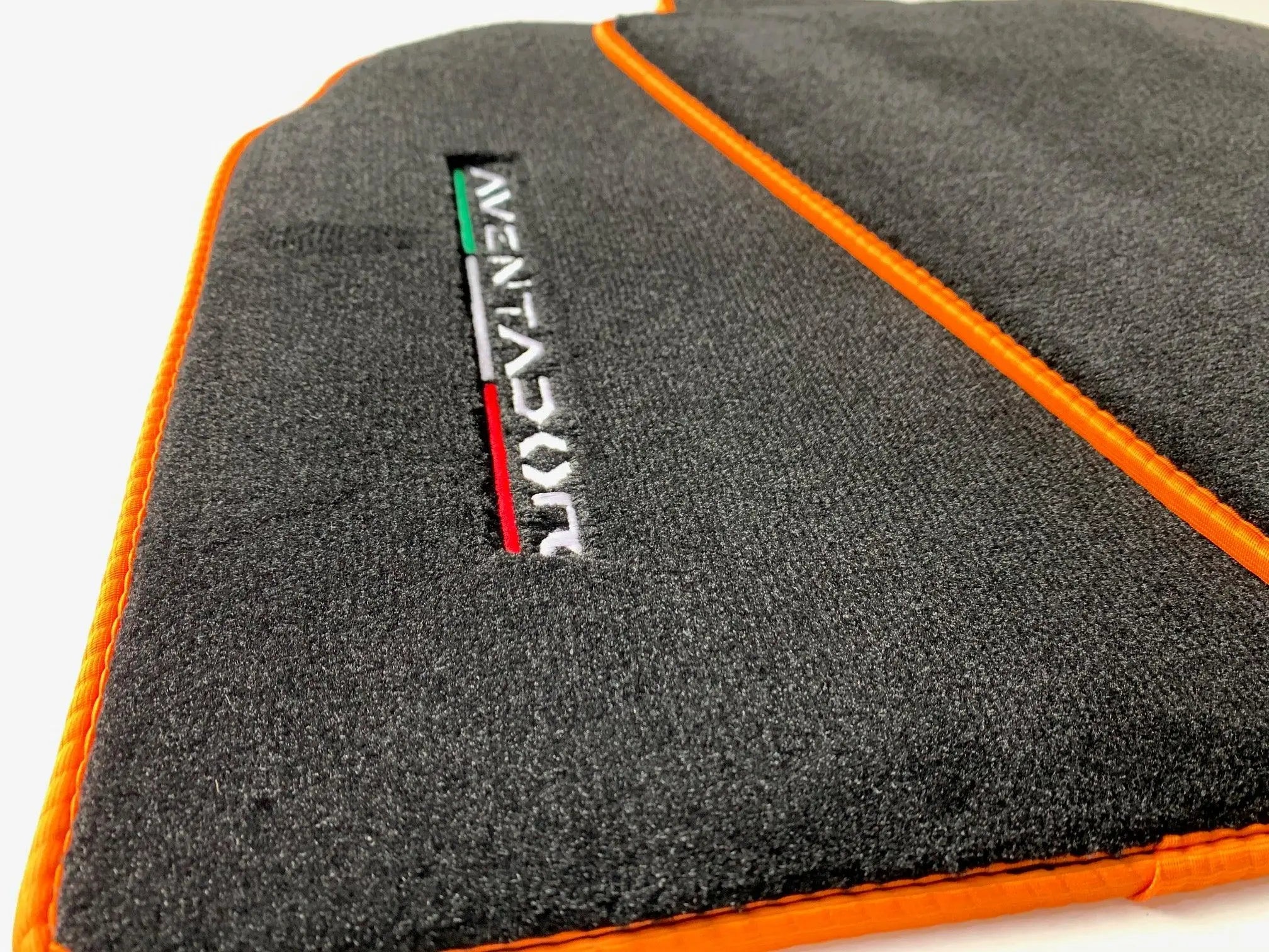 Floor Mats for Lamborghini Aventador | Orange Trim - AutoWin