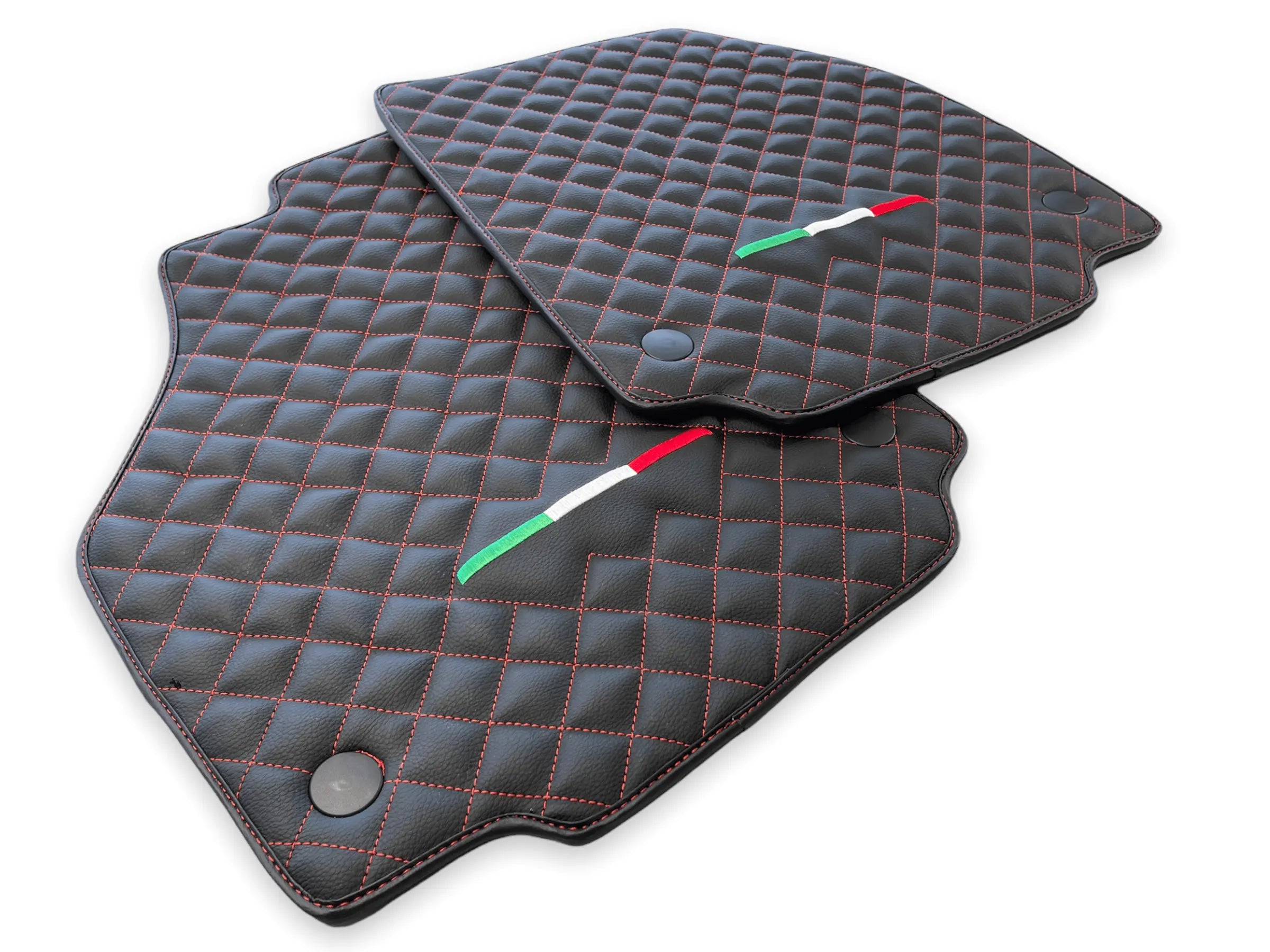 Leather Floor Mats For Ferrari 458 Italia 2009-2015 Black - AutoWin