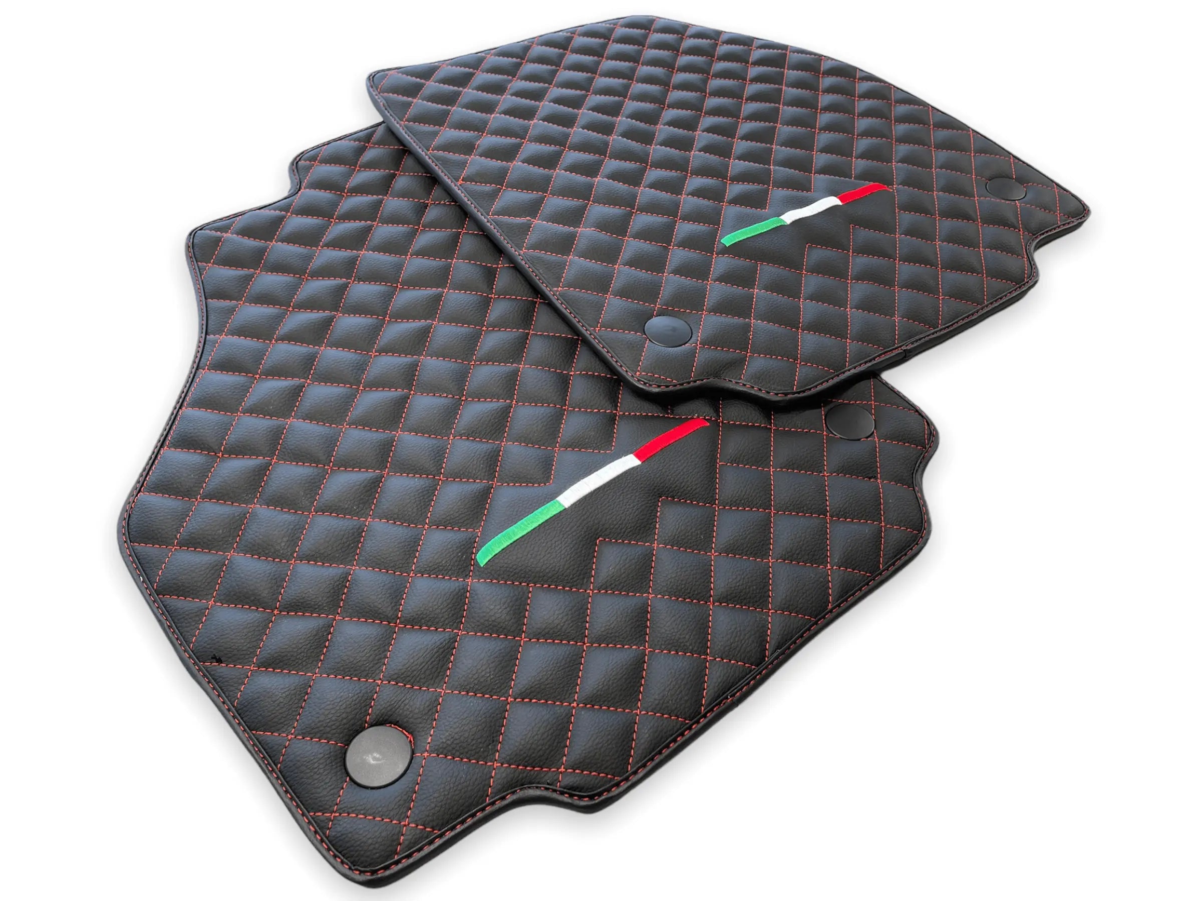 Leather Floor Mats For Ferrari 458 Italia 2009-2015 Black - AutoWin