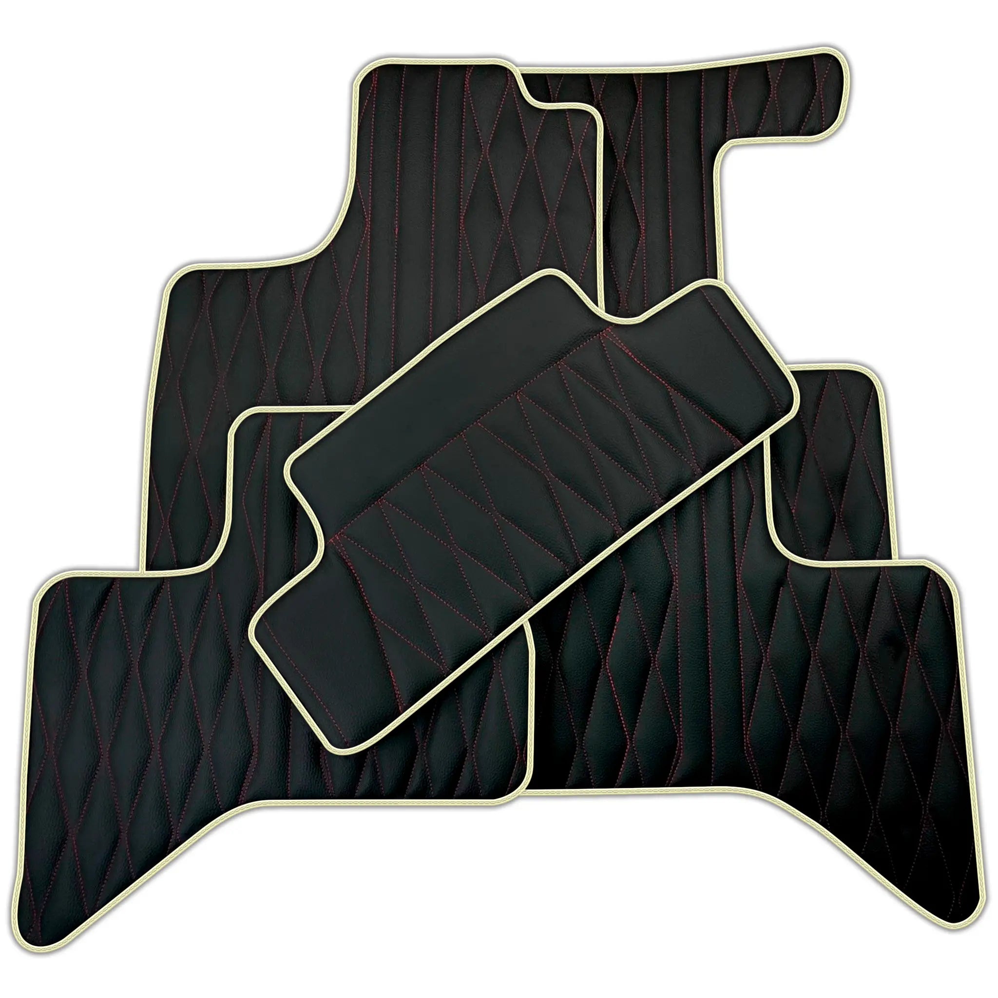 Leather Floor Mats for Lexus UX (2023-2024) 300e with Red Stitching