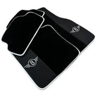 Black Floor Mats for Mini Cooper / One R56 (2007-2014) with Leather | White Trim