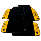 Black Floor Mats for Lamborghini Urus Performante with Yellow Leather | Italian Edition