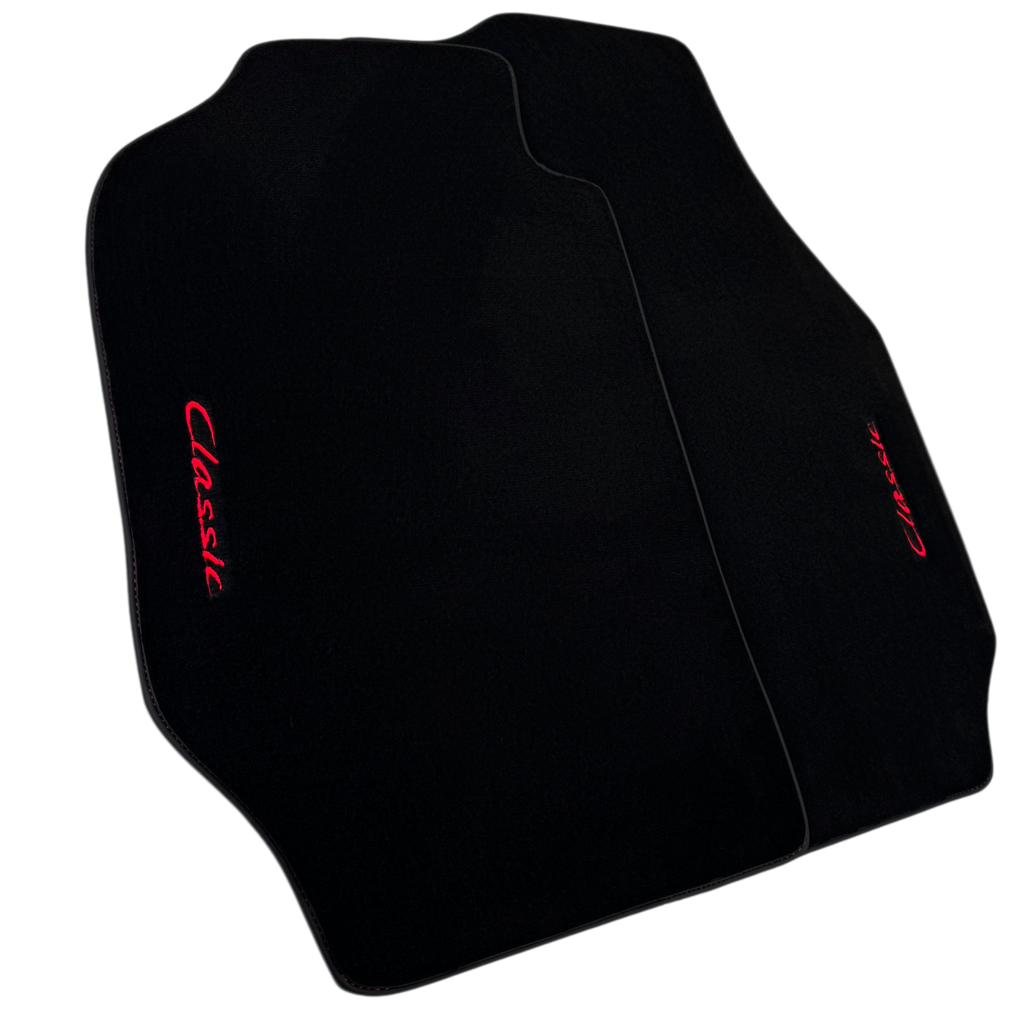 Black Floor Mats for Porsche Classic 911 1963-1989 | Red Edition