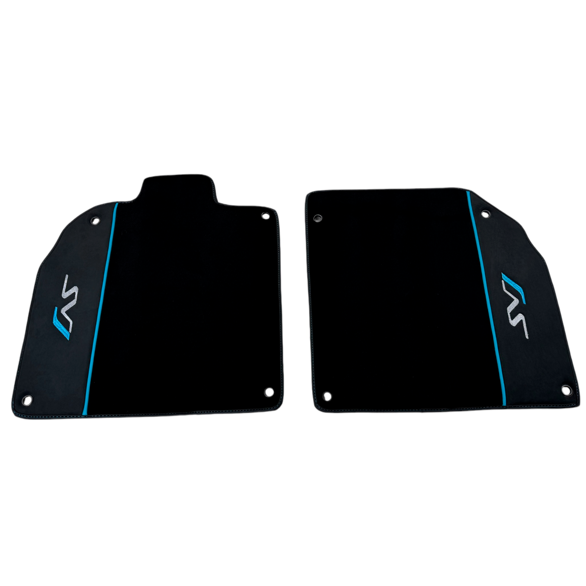 Black Floor Mats for Lamborghini Aventador SVJ Blue with Alcantara Leather