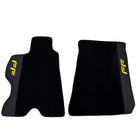 Black Floor Mats for Ferrari FF (2011-2016) with Leather Border | Yellow Edition