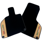 Italian Edition Black Floor Mats for Lamborghini Huracan (2014-2023) with Gold Leather Border