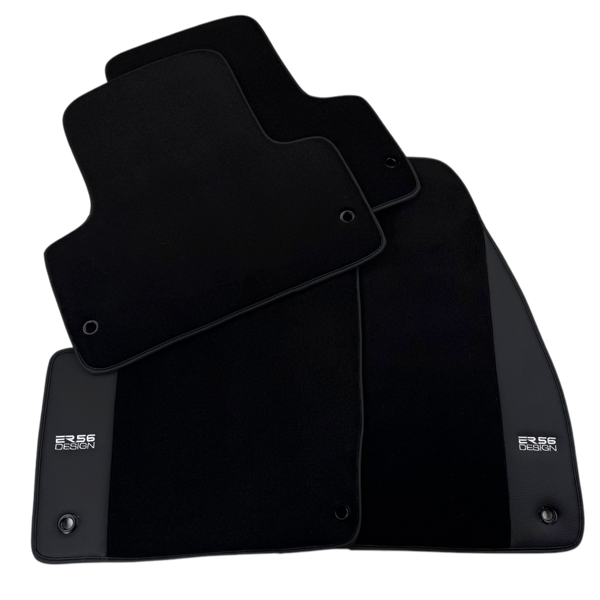 ER56 Design Black Floor Mats for Dodge Charger (2015-2024) with Leather