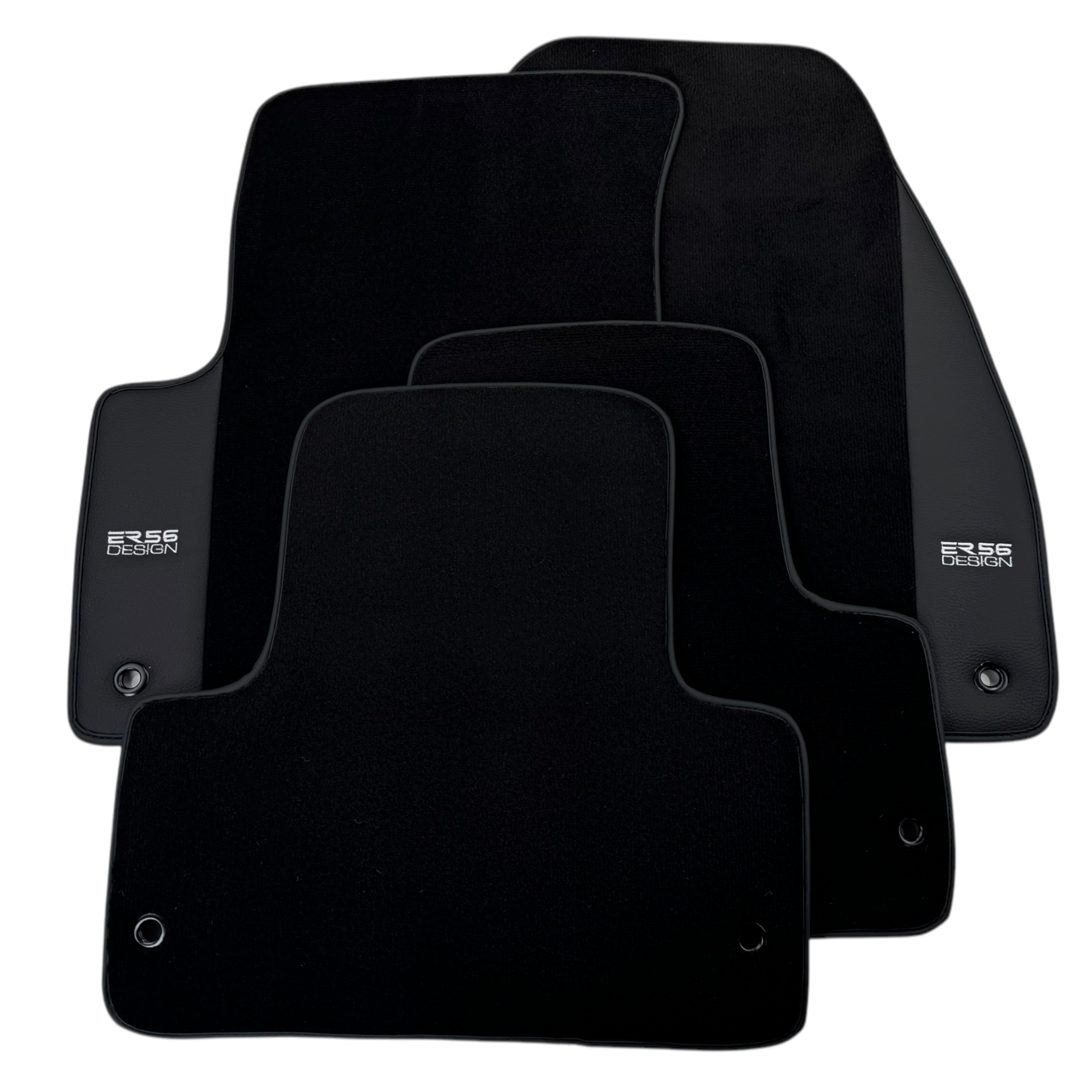 ER56 Design Black Floor Mats for Chevrolet Captiva 5-door SUV (2006-2024) with Leather - AutoWin